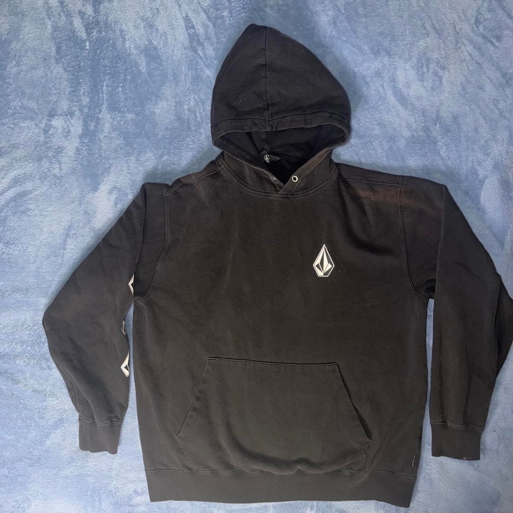 Volcom black hoodie with white logo men size L